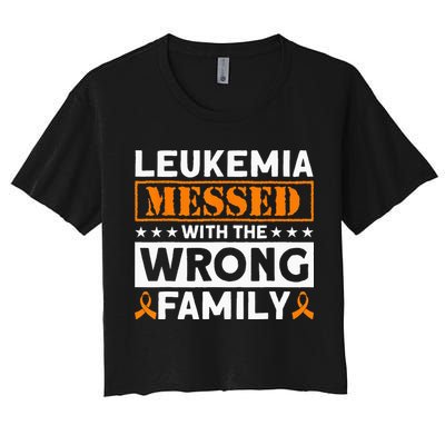 Leukemia Messed With The Wrong Family Leukemia Awareness Crop Top