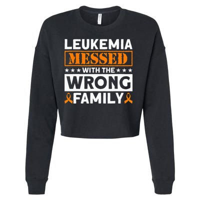 Leukemia Messed With The Wrong Family Leukemia Awareness Cropped Pullover Crew