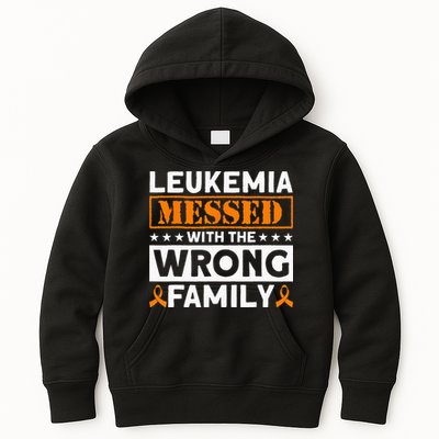 Leukemia Messed With The Wrong Family Leukemia Awareness Kids Hoodie