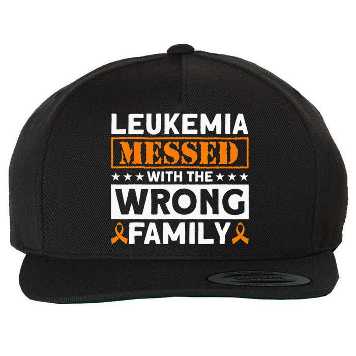 Leukemia Messed With The Wrong Family Leukemia Awareness Wool Snapback Cap