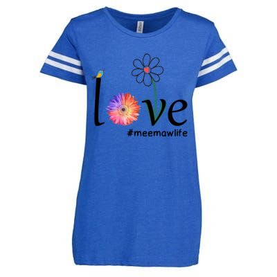 Love #Meemawlife Watercolor Flower Bird Grandma Mother's Day Gift Enza Ladies Jersey Football T-Shirt