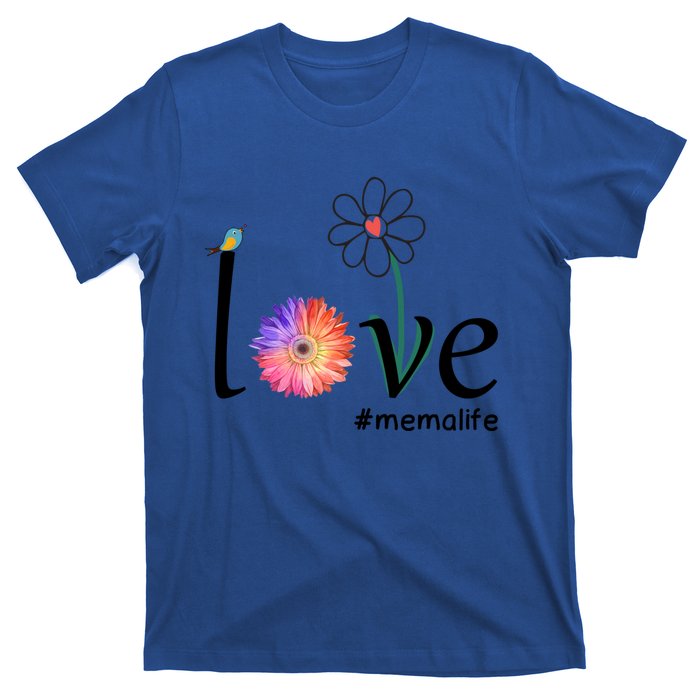 Love #Memalife Watercolor Flower Bird Grandma Mother's Day Gift T-Shirt