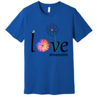 Love #Memalife Watercolor Flower Bird Grandma Mother's Day Gift Premium T-Shirt