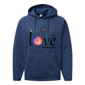 Love #Memalife Watercolor Flower Bird Grandma Mother's Day Gift Performance Fleece Hoodie