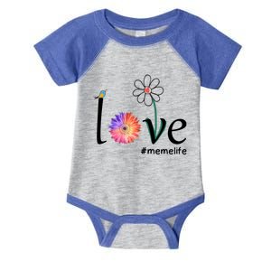 Love #Memelife Watercolor Flower Bird Grandma Mother's Day Gift Infant Baby Jersey Bodysuit