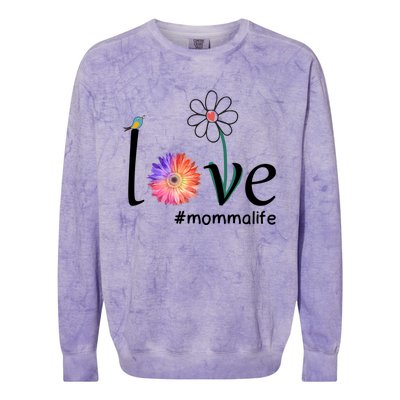 Love #Mommalife Watercolor Flower Bird Cute Mother's Day Gift Colorblast Crewneck Sweatshirt