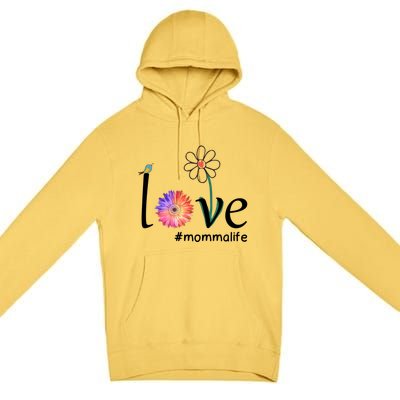 Love #Mommalife Watercolor Flower Bird Cute Mother's Day Gift Premium Pullover Hoodie