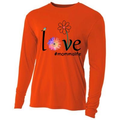 Love #Mommalife Watercolor Flower Bird Cute Mother's Day Gift Cooling Performance Long Sleeve Crew