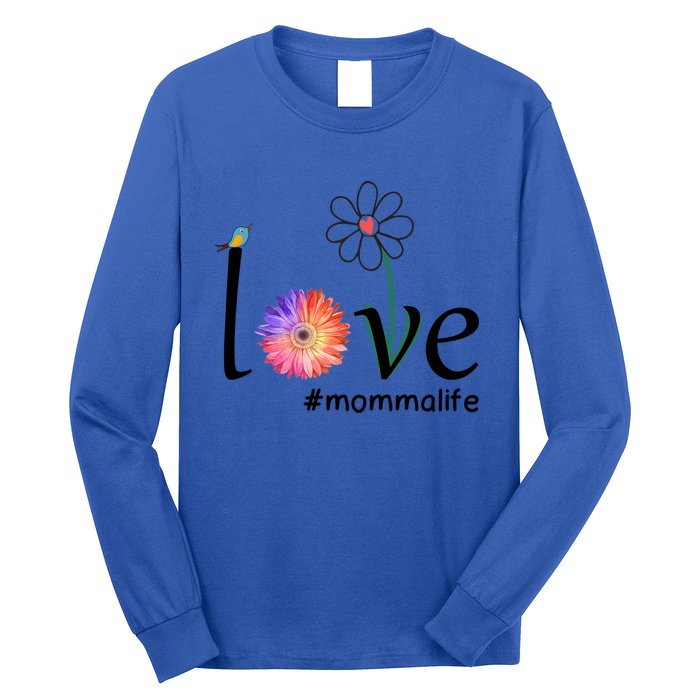 Love #Mommalife Watercolor Flower Bird Cute Mother's Day Gift Long Sleeve Shirt