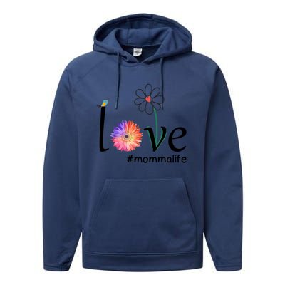 Love #Mommalife Watercolor Flower Bird Cute Mother's Day Gift Performance Fleece Hoodie