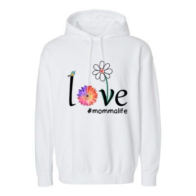 Love #Mommalife Watercolor Flower Bird Cute Mother's Day Gift Garment-Dyed Fleece Hoodie