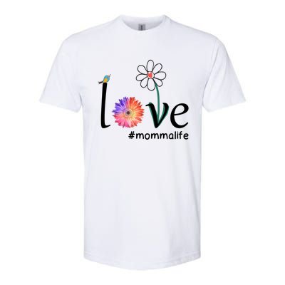 Love #Mommalife Watercolor Flower Bird Cute Mother's Day Gift Softstyle CVC T-Shirt