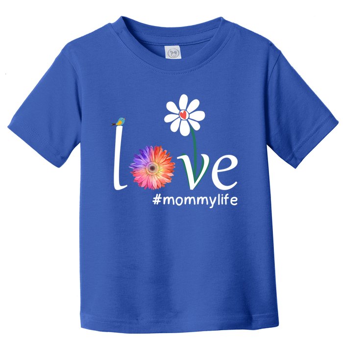 Love #Mommylife Watercolor Flower Bird Cute Mother's Day Gift Toddler T-Shirt