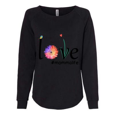 Love #Mommalife Watercolor Flower Bird Cute Mother's Day Gift Womens California Wash Sweatshirt