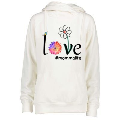 Love #Mommalife Watercolor Flower Bird Cute Mother's Day Gift Womens Funnel Neck Pullover Hood