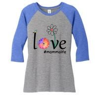 Love #Mommalife Watercolor Flower Bird Cute Mother's Day Gift Women's Tri-Blend 3/4-Sleeve Raglan Shirt