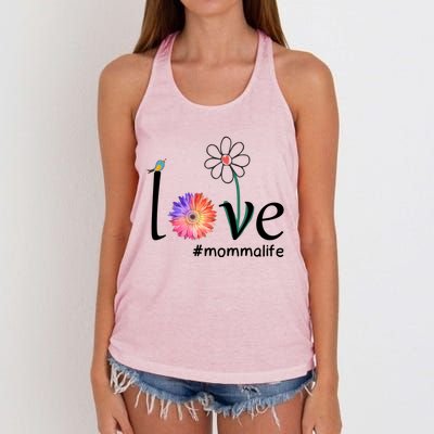 Love #Mommalife Watercolor Flower Bird Cute Mother's Day Gift Women's Knotted Racerback Tank