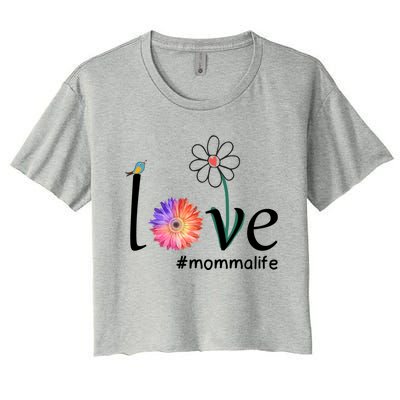 Love #Mommalife Watercolor Flower Bird Cute Mother's Day Gift Women's Crop Top Tee