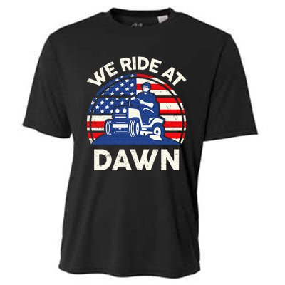 Lawn Mowing We Ride At Dawn Lawn Mower Cooling Performance Crew T-Shirt