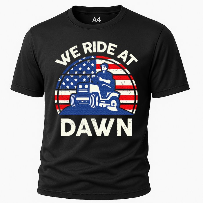 Lawn Mowing We Ride At Dawn Lawn Mower Cooling Performance Crew T-Shirt