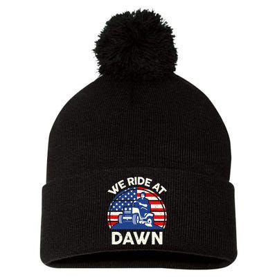 Lawn Mowing We Ride At Dawn Lawn Mower Pom Pom 12in Knit Beanie