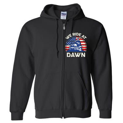 Lawn Mowing We Ride At Dawn Lawn Mower Full Zip Hoodie