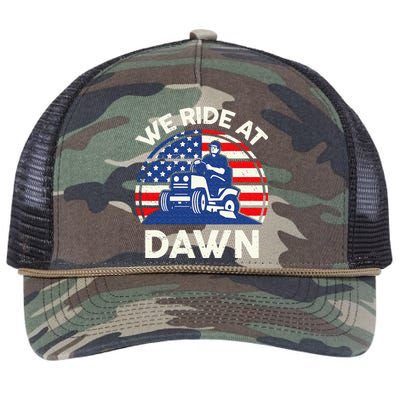 Lawn Mowing We Ride At Dawn Lawn Mower Retro Rope Trucker Hat Cap