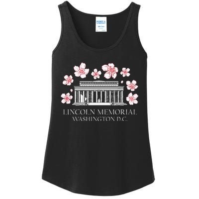 Lincoln Memorial Washington Dc Monut Cherry Blossoms Ladies Essential Tank