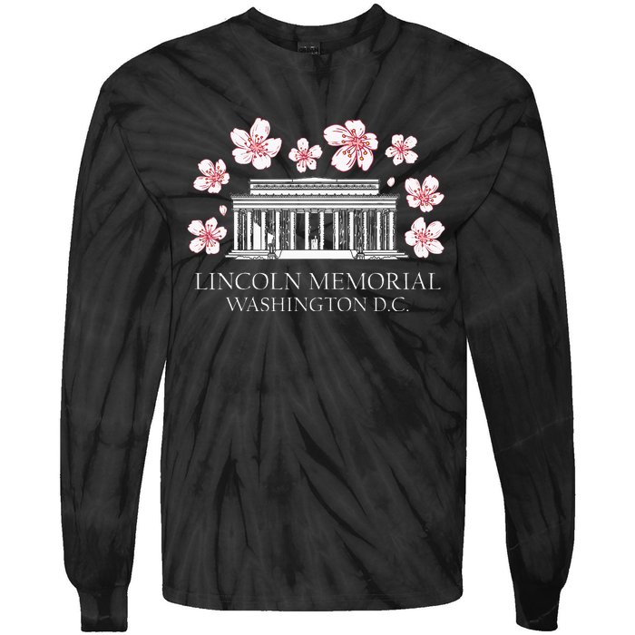 Lincoln Memorial Washington Dc Monut Cherry Blossoms Tie-Dye Long Sleeve Shirt