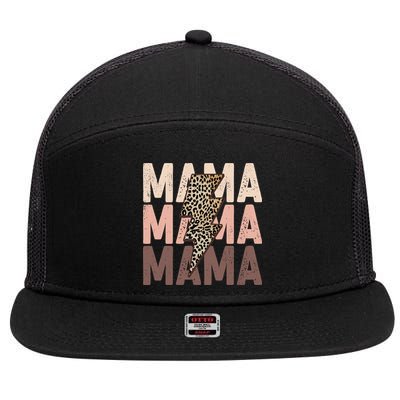 Leopard Mama With Thunder Bolt Lightning Bolt 7 Panel Mesh Trucker Snapback Hat