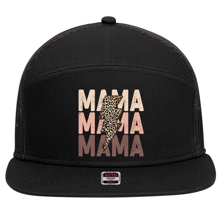 Leopard Mama With Thunder Bolt Lightning Bolt 7 Panel Mesh Trucker Snapback Hat