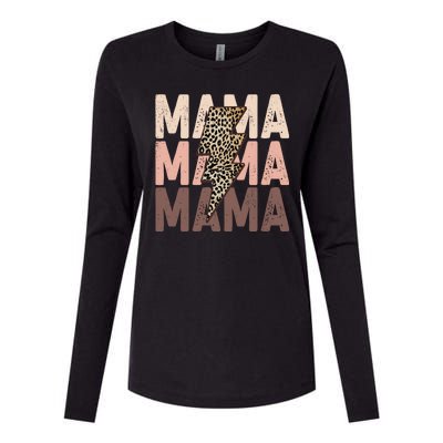 Leopard Mama With Thunder Bolt Lightning Bolt Womens Cotton Relaxed Long Sleeve T-Shirt