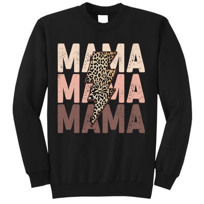 Leopard Mama With Thunder Bolt Lightning Bolt Sweatshirt
