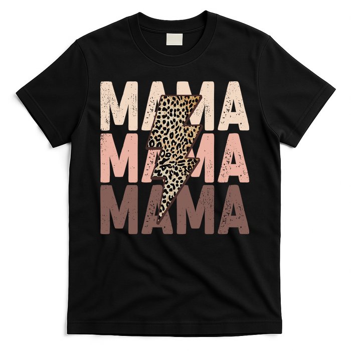 Leopard Mama With Thunder Bolt Lightning Bolt T-Shirt