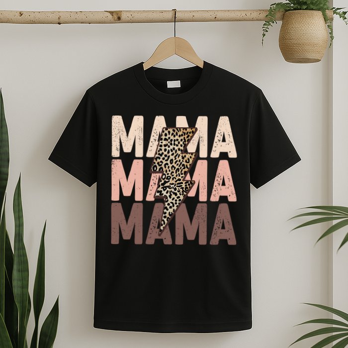 Leopard Mama With Thunder Bolt Lightning Bolt T-Shirt
