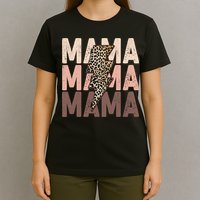 Leopard Mama With Thunder Bolt Lightning Bolt T-Shirt