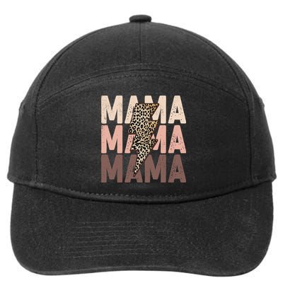 Leopard Mama With Thunder Bolt Lightning Bolt 7-Panel Snapback Hat