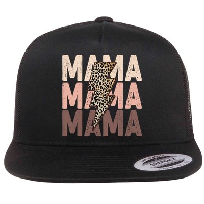 Leopard Mama With Thunder Bolt Lightning Bolt Flatbill Hat