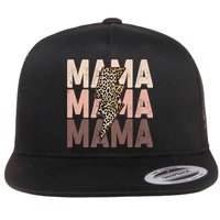 Leopard Mama With Thunder Bolt Lightning Bolt Flatbill Hat