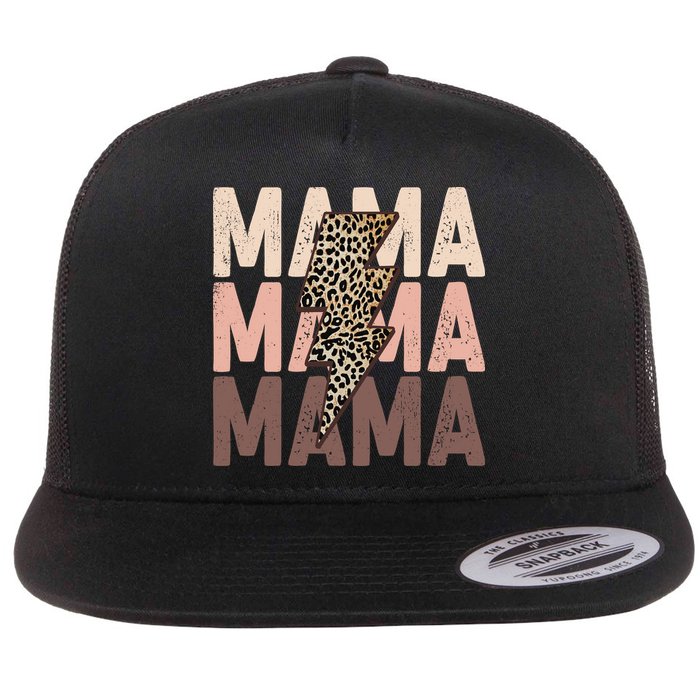 Leopard Mama With Thunder Bolt Lightning Bolt Flatbill Hat