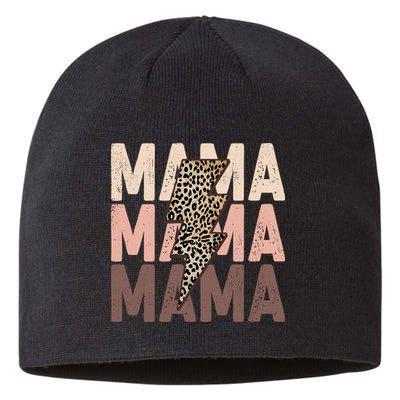 Leopard Mama With Thunder Bolt Lightning Bolt Sustainable Beanie