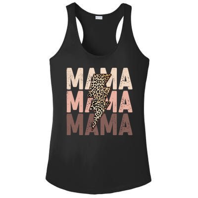 Leopard Mama With Thunder Bolt Lightning Bolt Ladies PosiCharge Competitor Racerback Tank