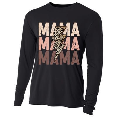 Leopard Mama With Thunder Bolt Lightning Bolt Cooling Performance Long Sleeve Crew