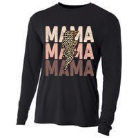 Leopard Mama With Thunder Bolt Lightning Bolt Cooling Performance Long Sleeve Crew