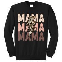 Leopard Mama With Thunder Bolt Lightning Bolt Tall Sweatshirt