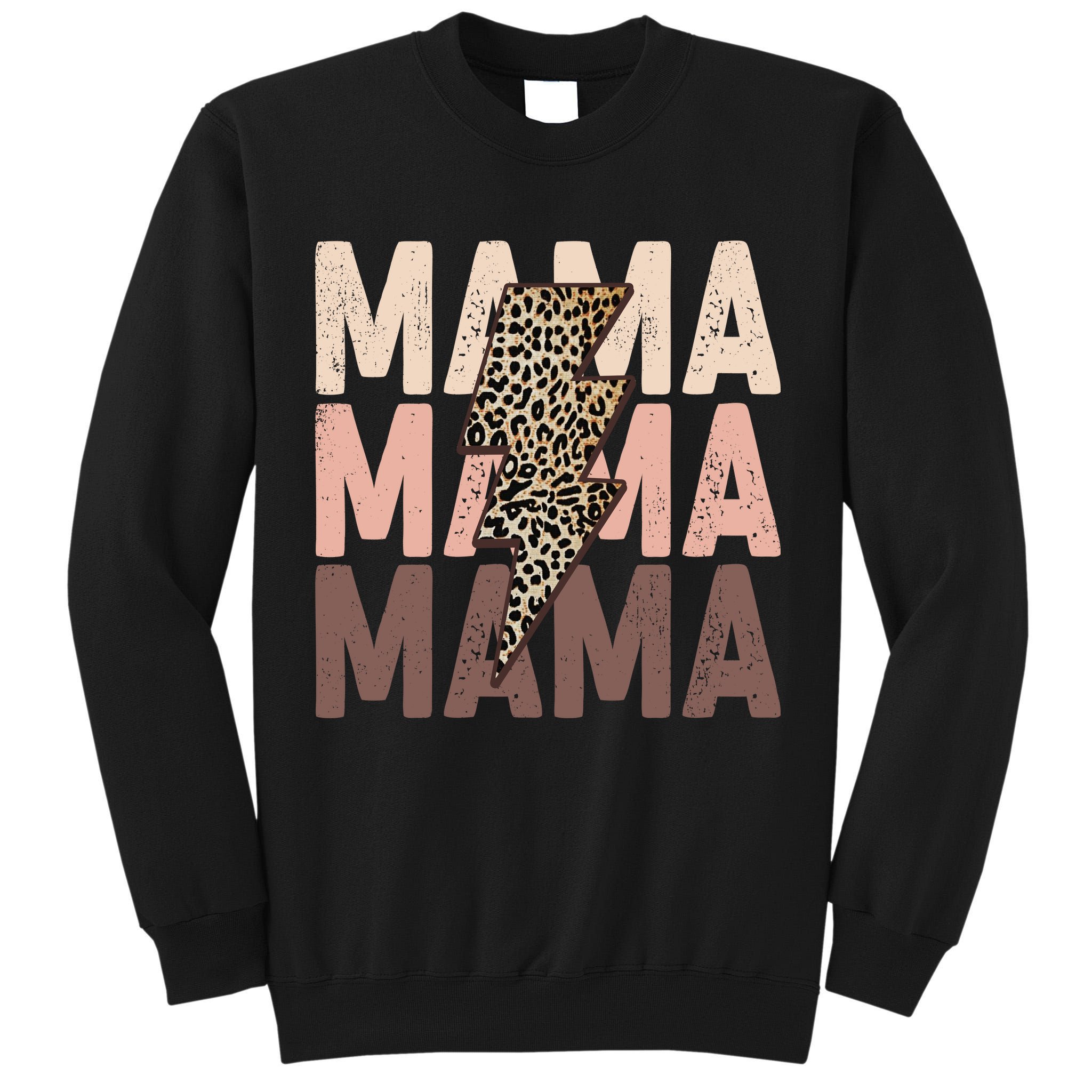 Leopard Mama With Thunder Bolt Lightning Bolt Tall Sweatshirt