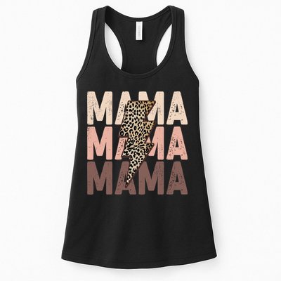 Leopard Mama With Thunder Bolt Lightning Bolt Womens Tank Top