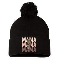 Leopard Mama With Thunder Bolt Lightning Bolt Pom Pom 12in Knit Beanie