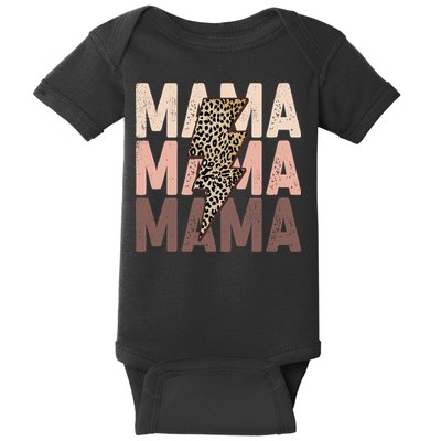Leopard Mama With Thunder Bolt Lightning Bolt Baby Bodysuit