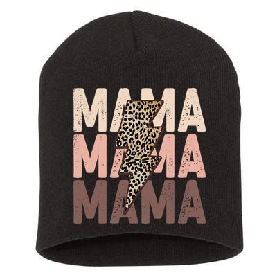 Leopard Mama With Thunder Bolt Lightning Bolt Short Acrylic Beanie